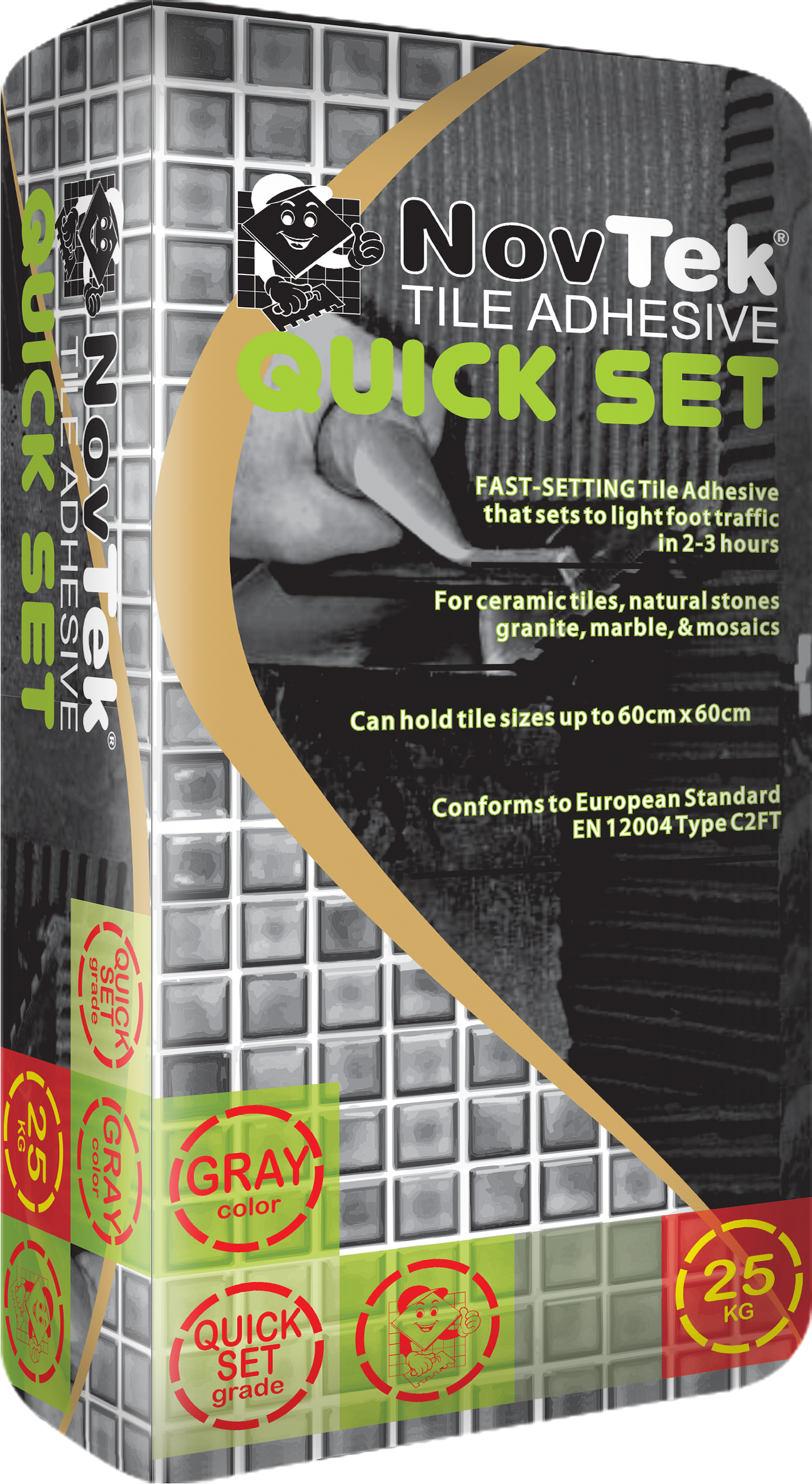 25 KG NOVTEK TILE ADHESIVE QUICKSET GRAY