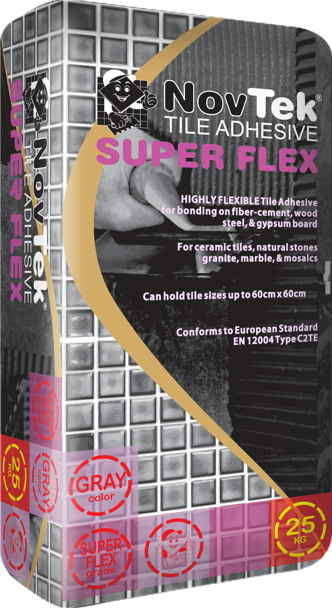 25 KG NOVTEK TILE ADHESIVE SUPER FLEX WHITE