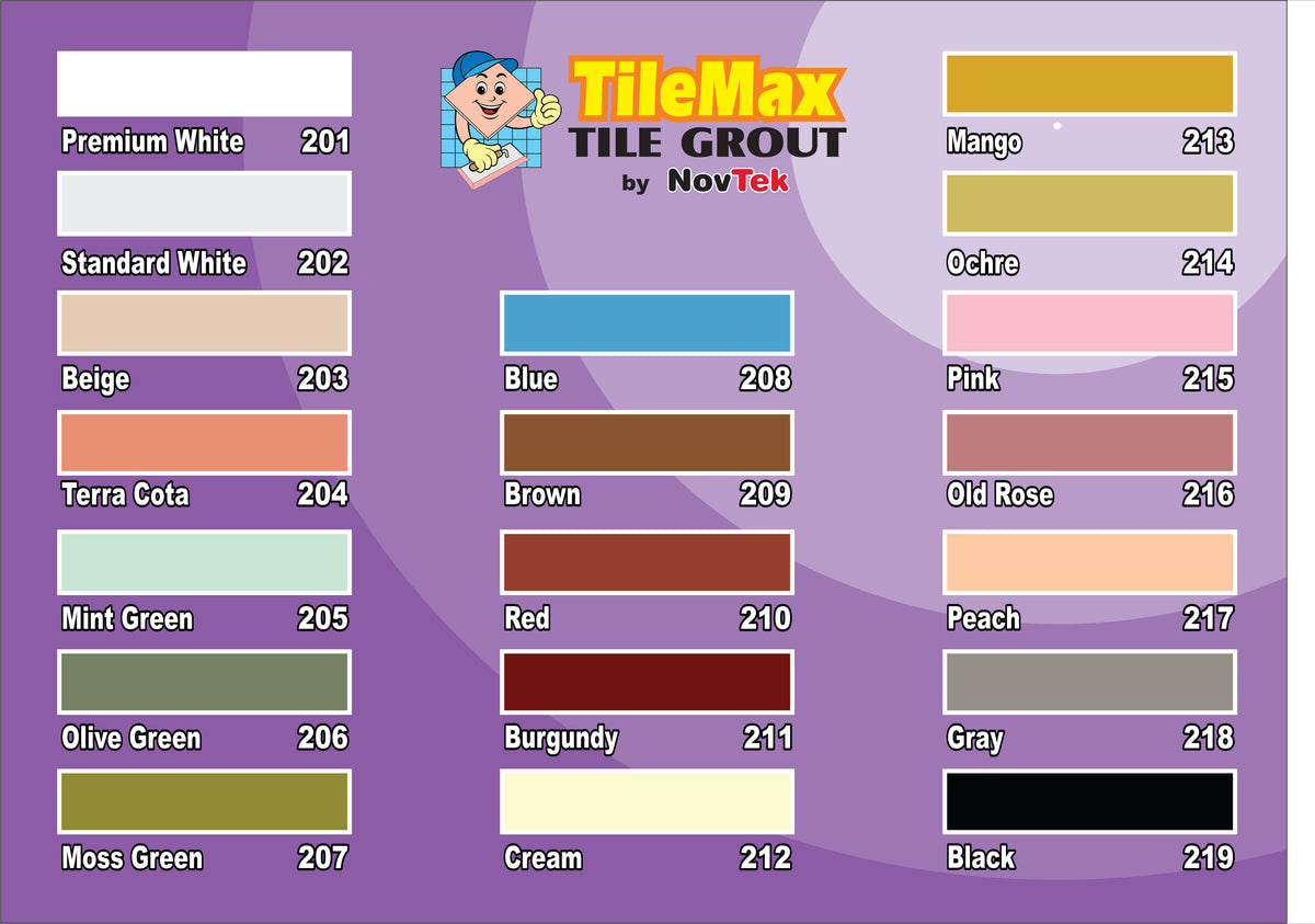 2 KG TILEMAX TILE GROUT 211 BURGUNDY Novtek