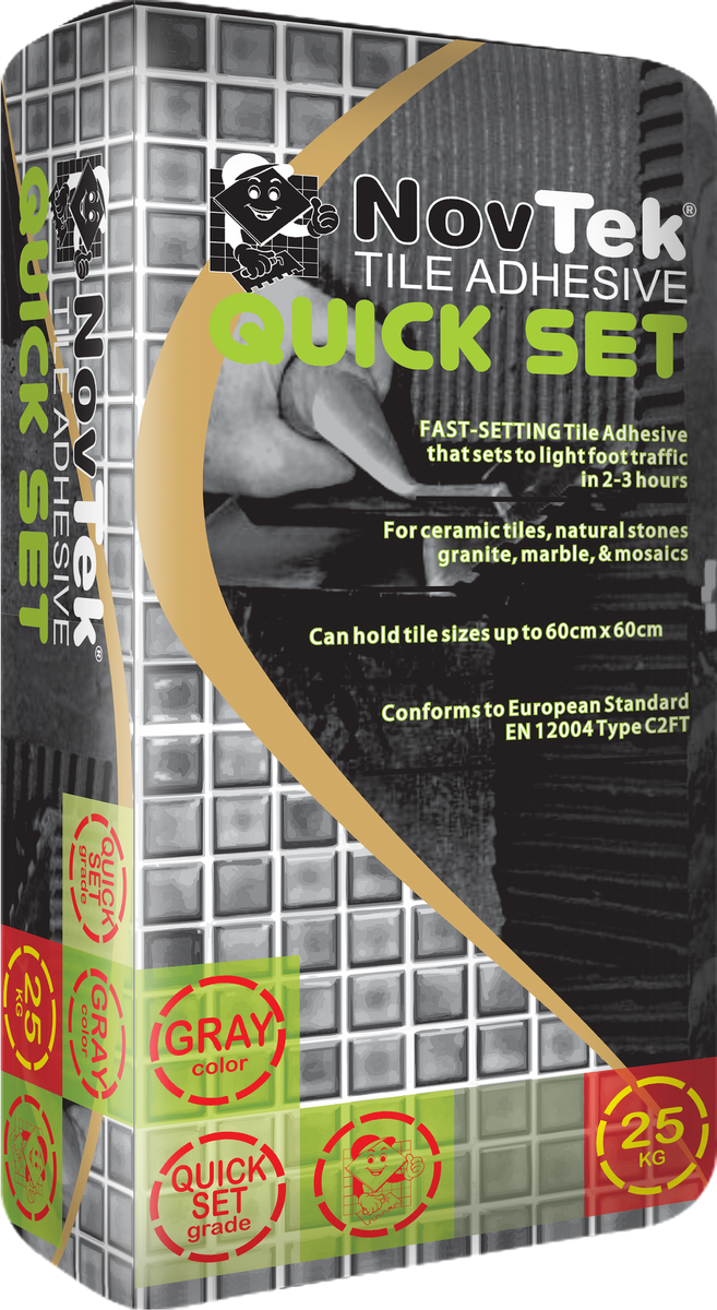 25 KG NOVTEK TILE ADHESIVE QUICKSET GRAY – Novtek