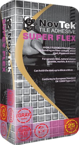 25 KG NOVTEK TILE ADHESIVE SUPER FLEX WHITE